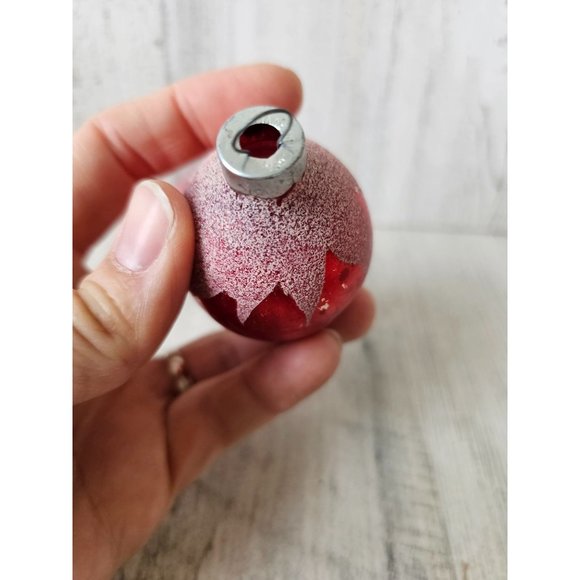 Vintage teardrop flocked red pink mercury glass ornament set Xmas tree - Picture 5 of 13